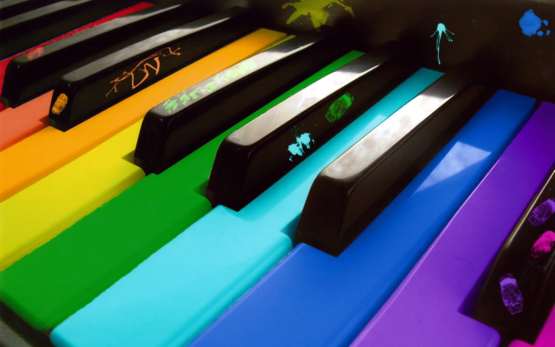 музыка, пианино, многоцветный, радуга - обои на рабочий стол