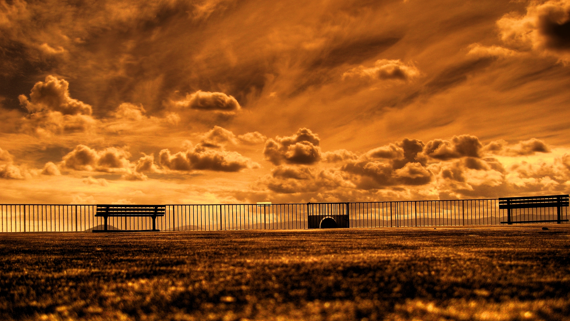 облака, оранжевый цвет, небо - обои на рабочий стол