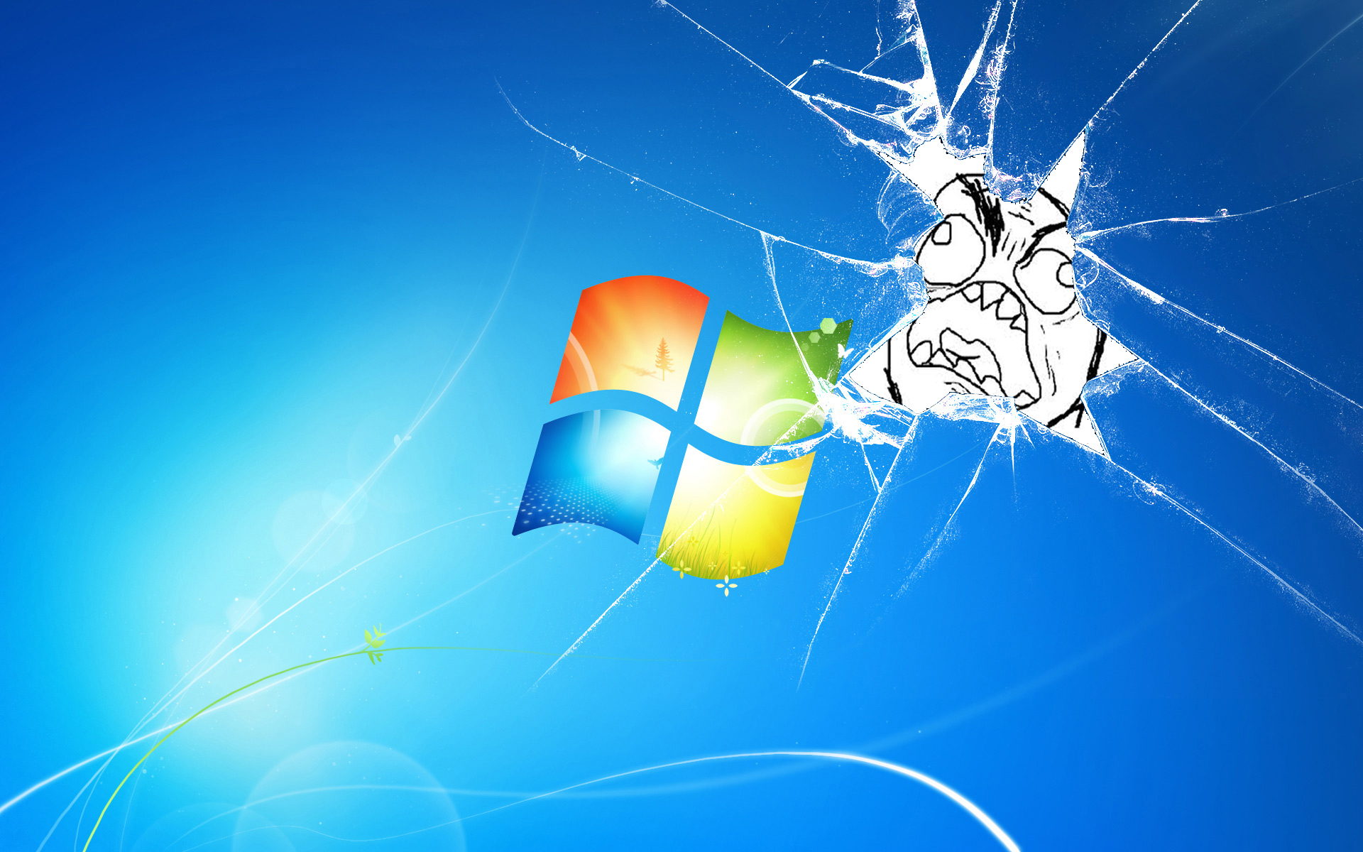 сломанный экран, Microsoft Windows, логотипы - обои на рабочий стол