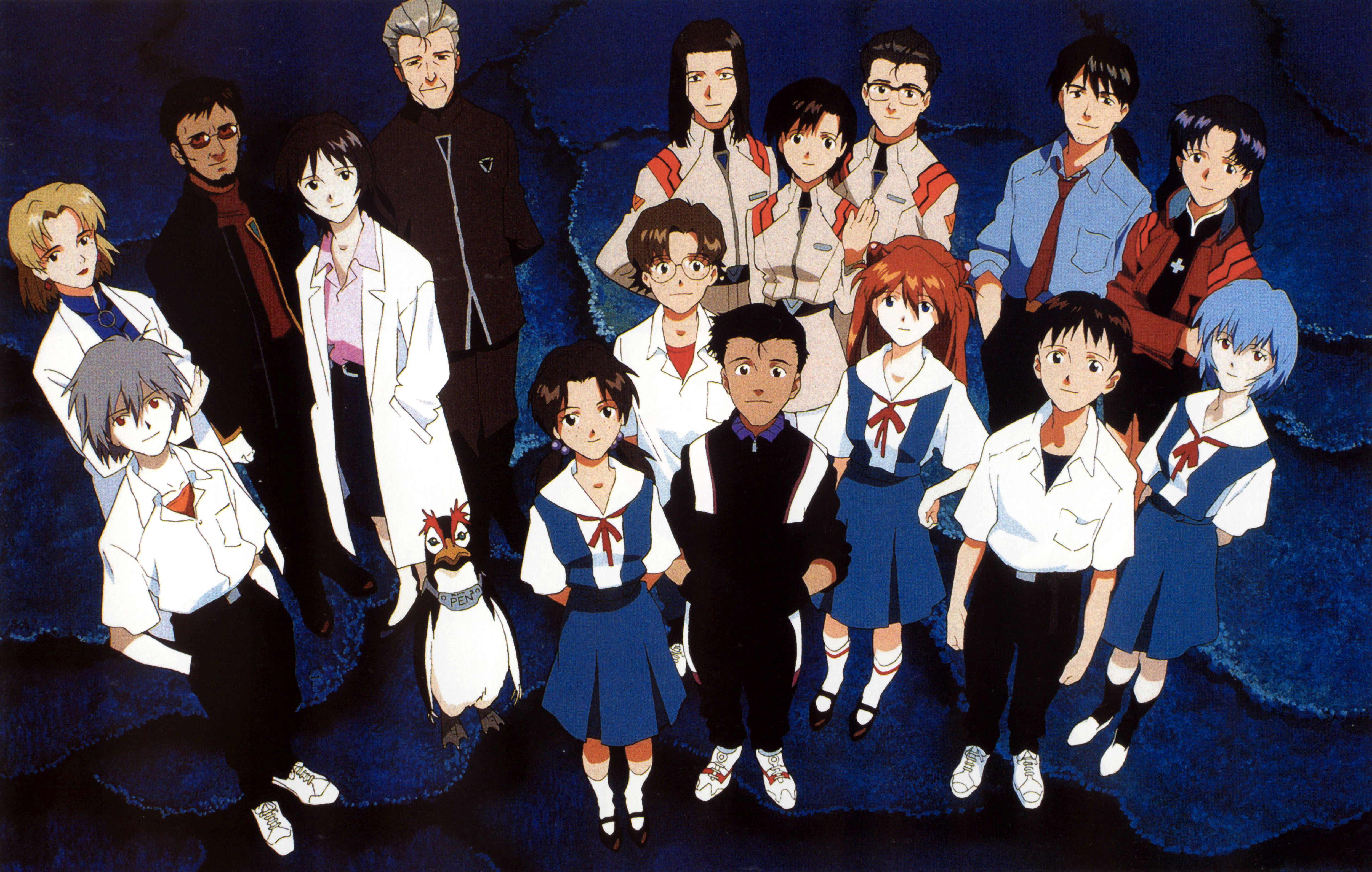 школьная форма, Ayanami Rei, Neon Genesis Evangelion (Евангелион), Икари Синдзи, Каору Нагиса, Аска Лэнгли Сорю, Икари Гендо - обои на рабочий стол