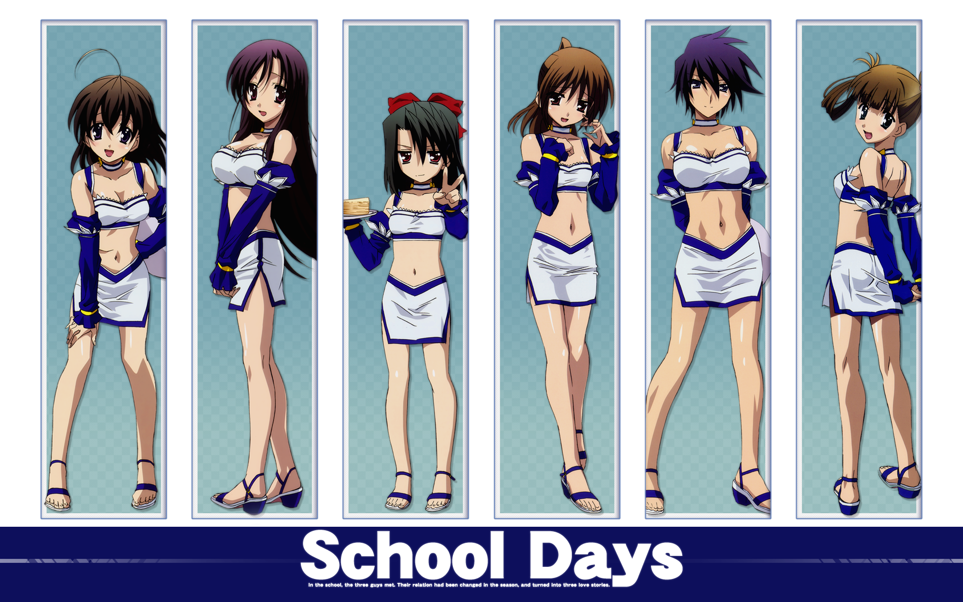 School Days, Кацура Kotonoha, Kiyoura Setsuna, Сайондзи Sekai, Курода Hikari - обои на рабочий стол