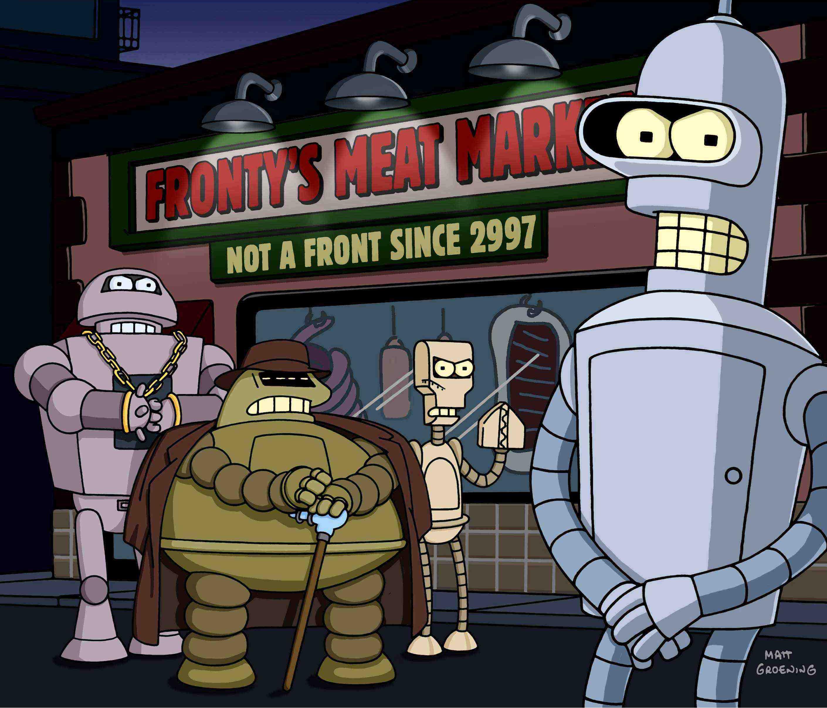 Футурама, Bender, рекламные, мафия - обои на рабочий стол