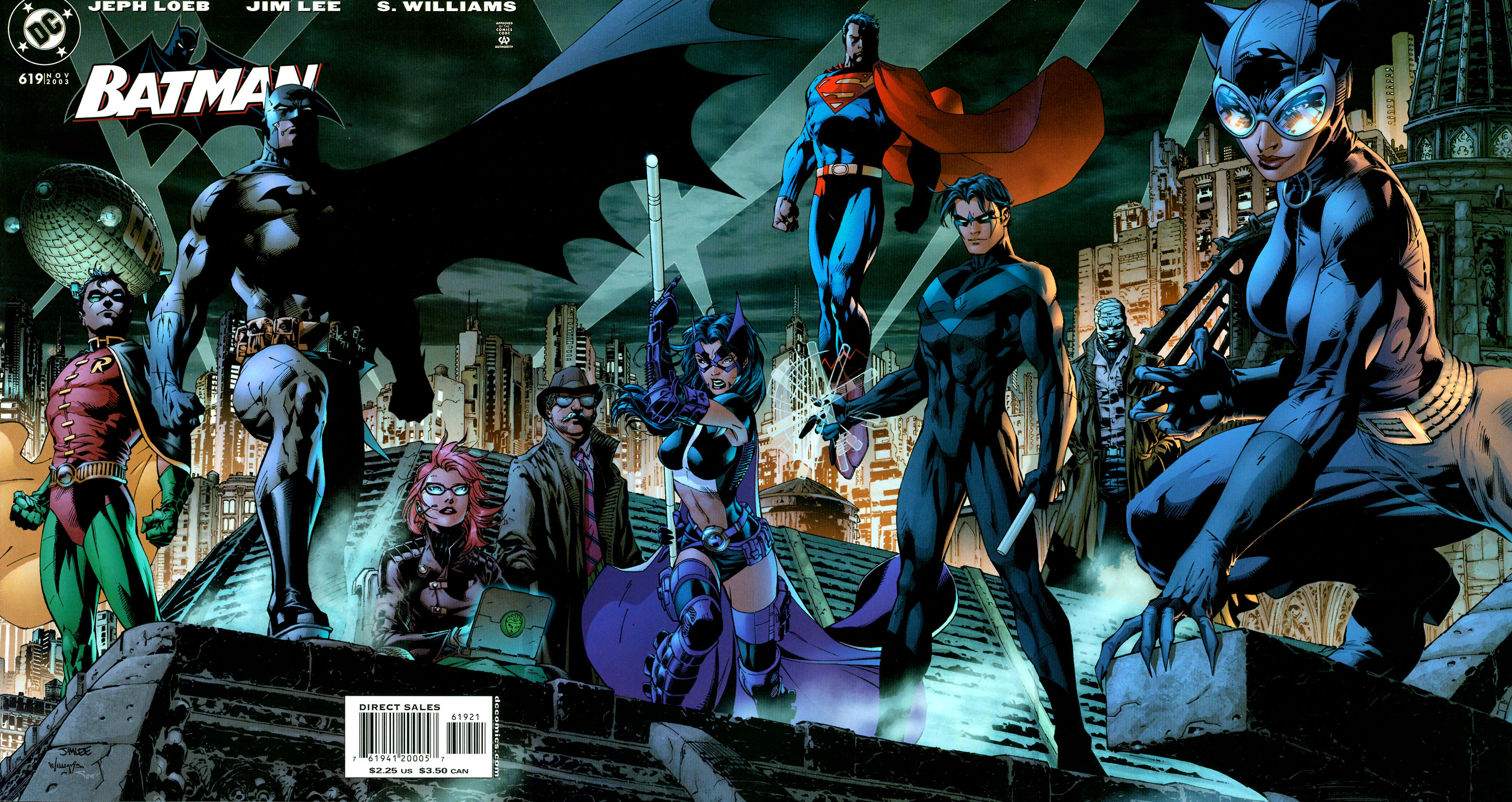 Бэтмен, Робин, супермен, Женщина-кошка, охотница, оракул, Nightwing, Джим Ли, Джеймс Гордон, Барбара Гордон - обои на рабочий стол