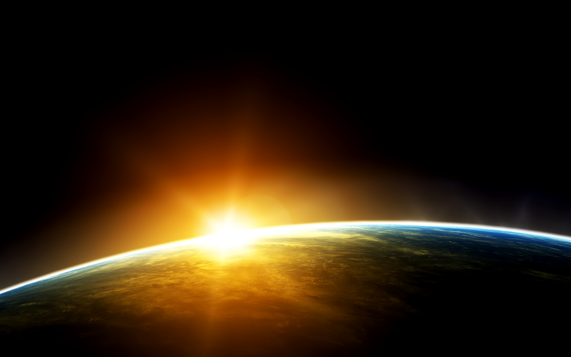 Земля и солнце в космосе