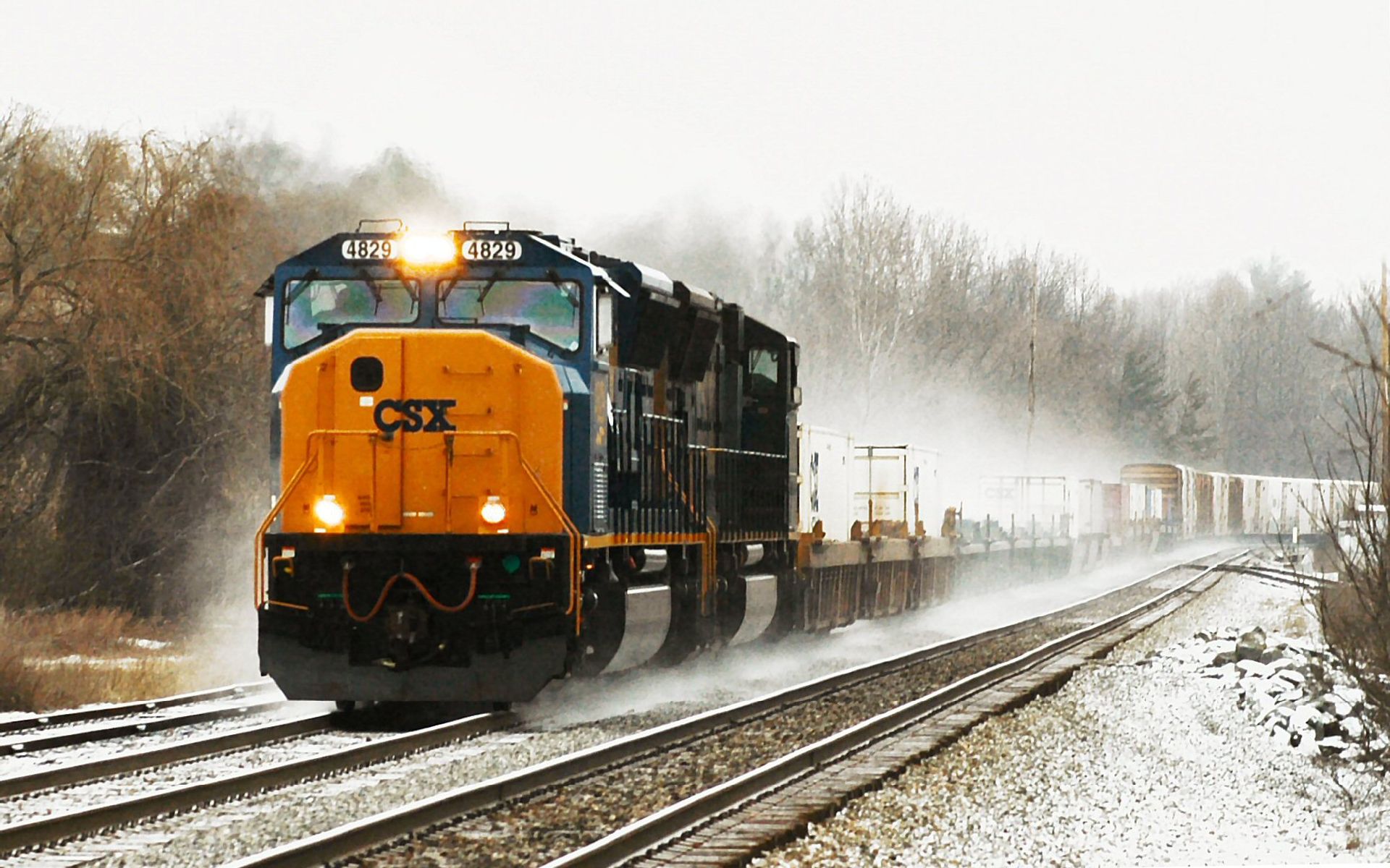 поезда, CSX, железнодорожные пути, транспортные средства, локомотивы - обои на рабочий стол