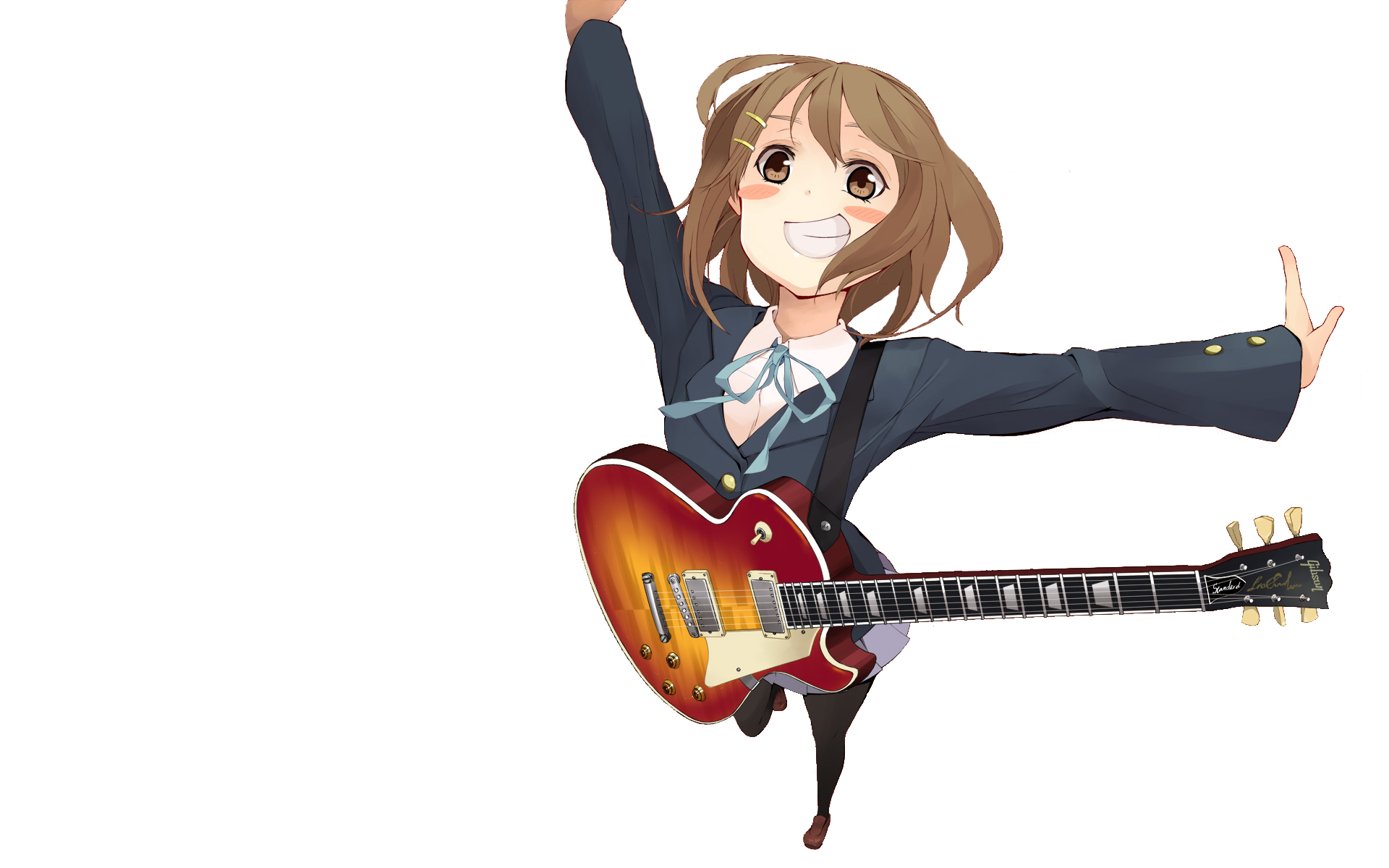 K-ON! (Кэйон!), школьная форма, Hirasawa Юи, гитары - обои на рабочий стол