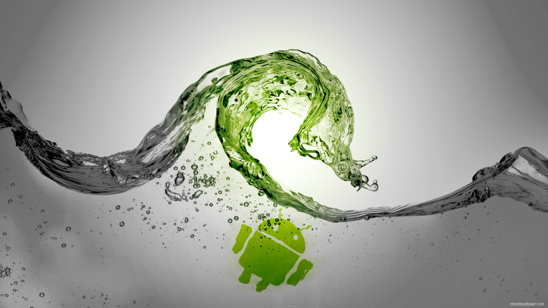 зеленый, вода, волны, Android, серый - обои на рабочий стол