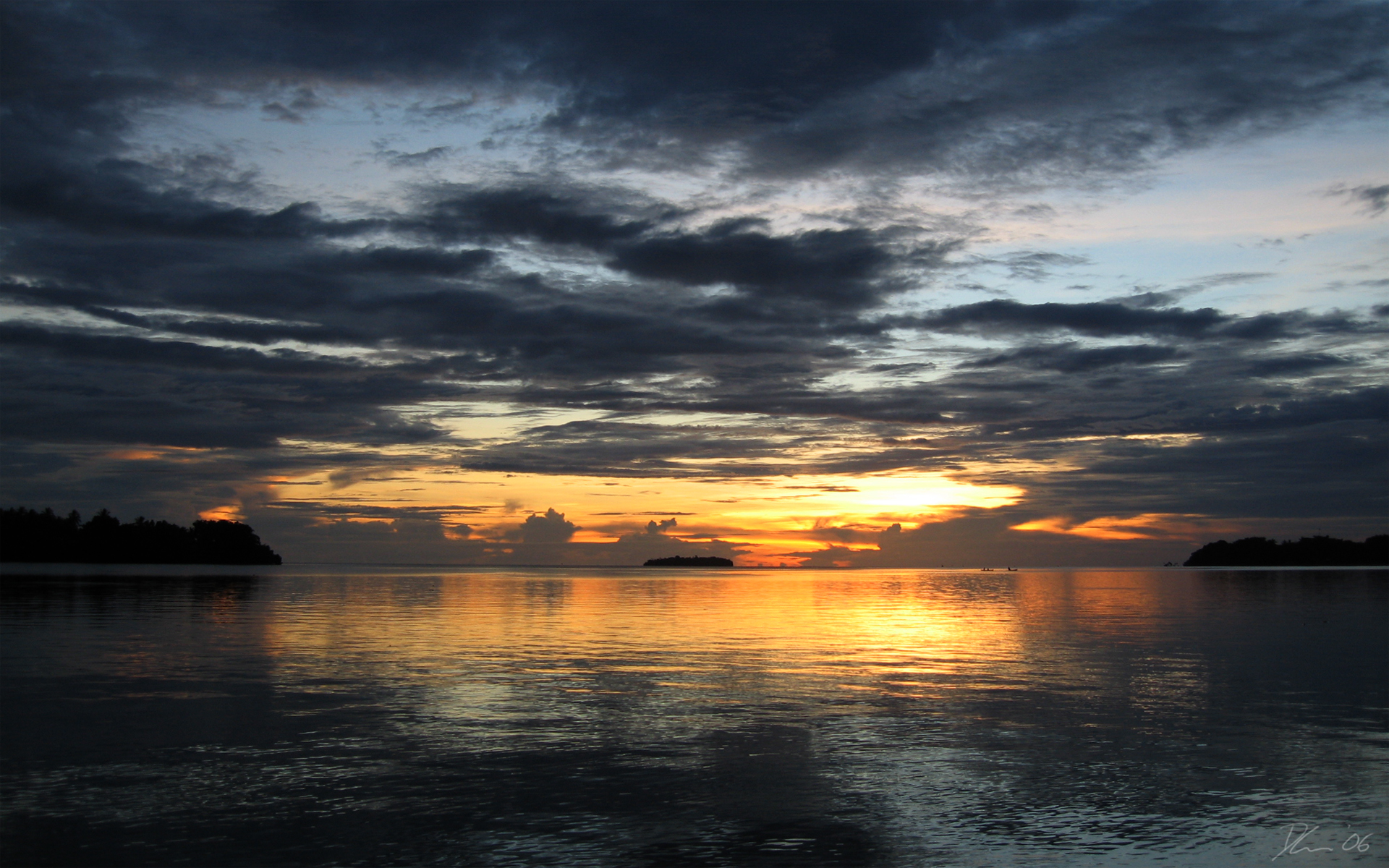 закат, небо, Соломоновы Острова, море - обои на рабочий стол