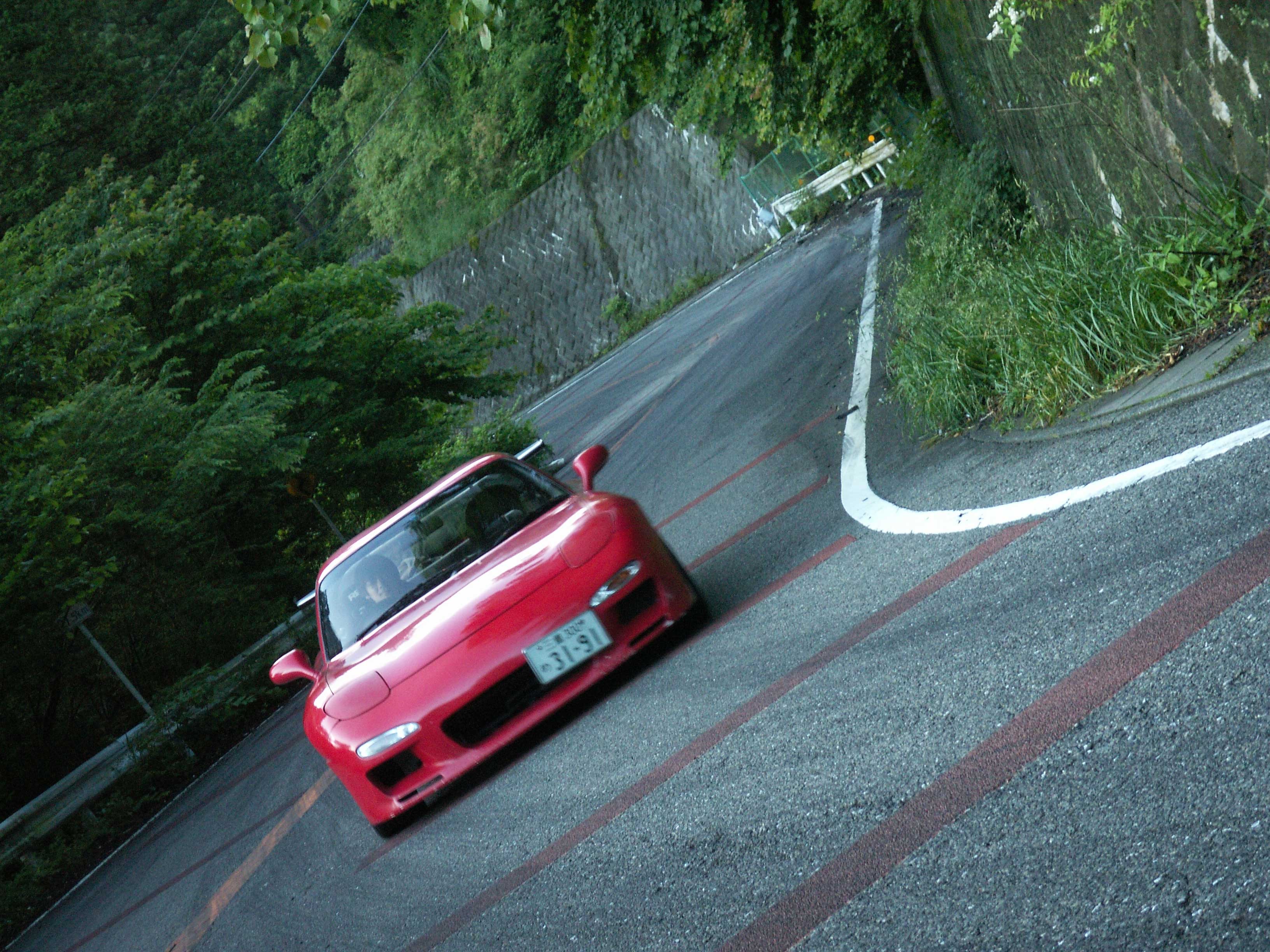 Япония, горы, автомобили, транспортные средства, Mazda RX-7, красные автомобили, Mazda RX-7 FD- 3S - обои на рабочий стол