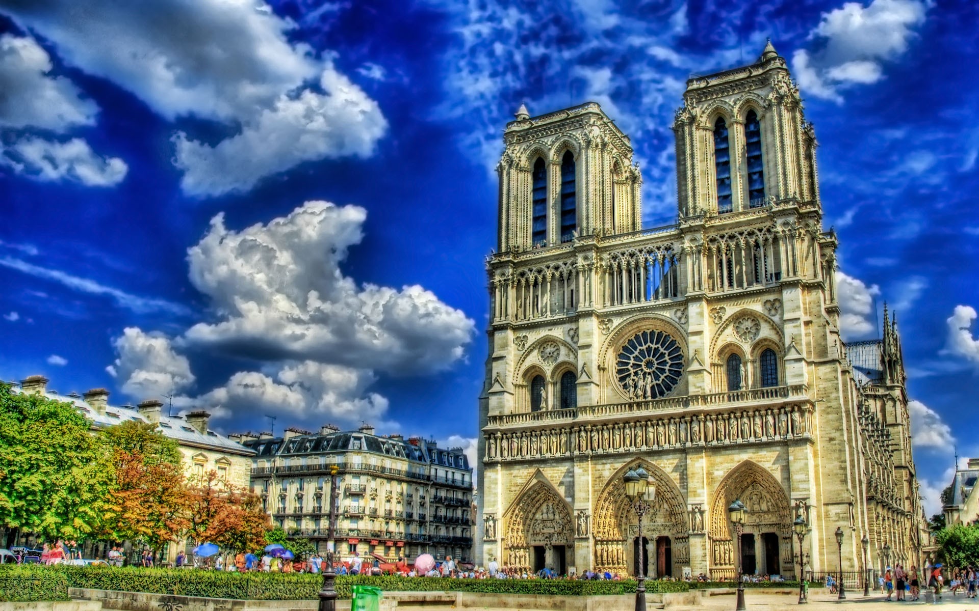 Париж, соборы, HDR фотографии - обои на рабочий стол