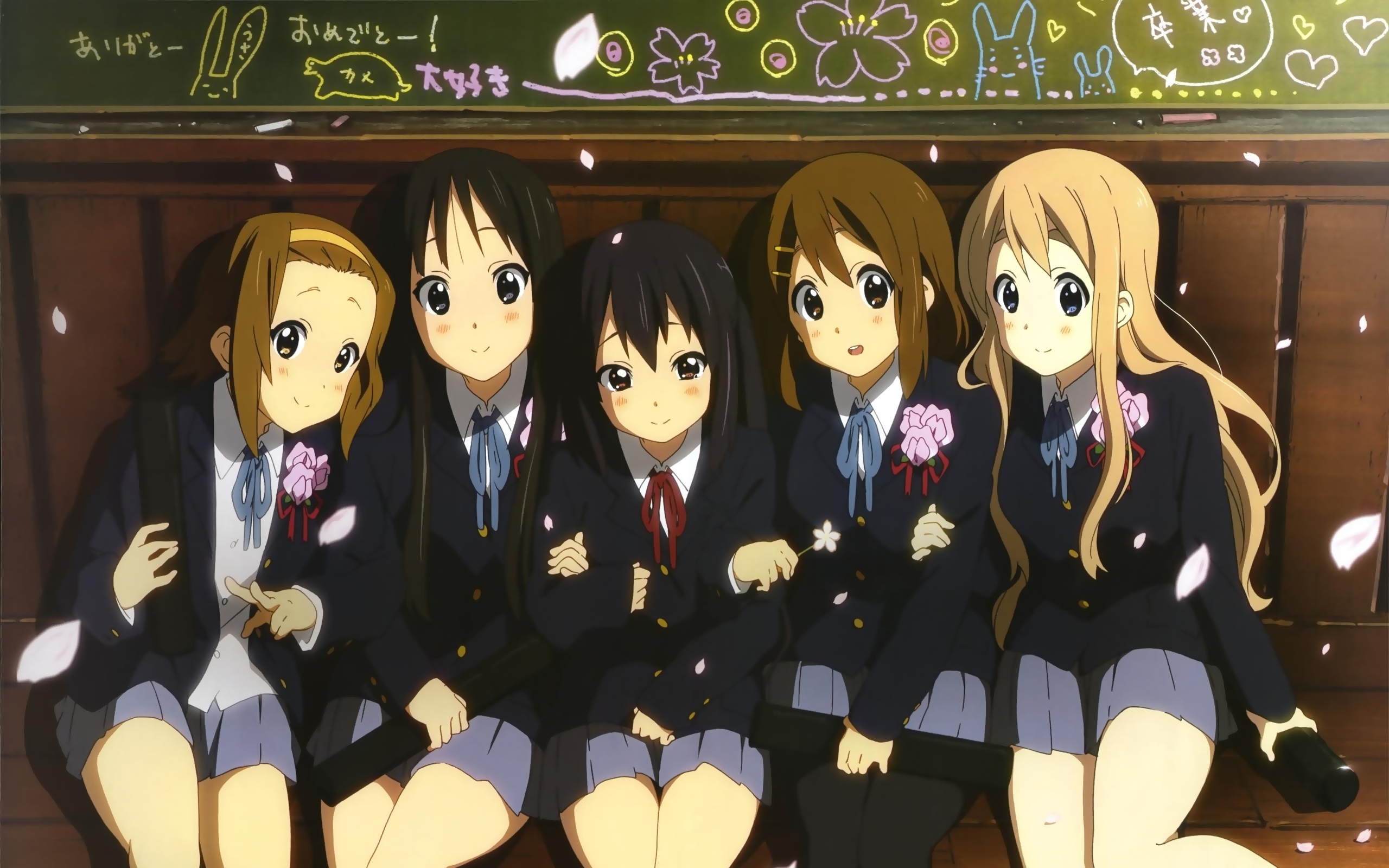 K-ON! (Кэйон!), школьная форма, Hirasawa Юи, Акияма Мио, Tainaka Ritsu -  скачать бесплатные обои / oboi7.com