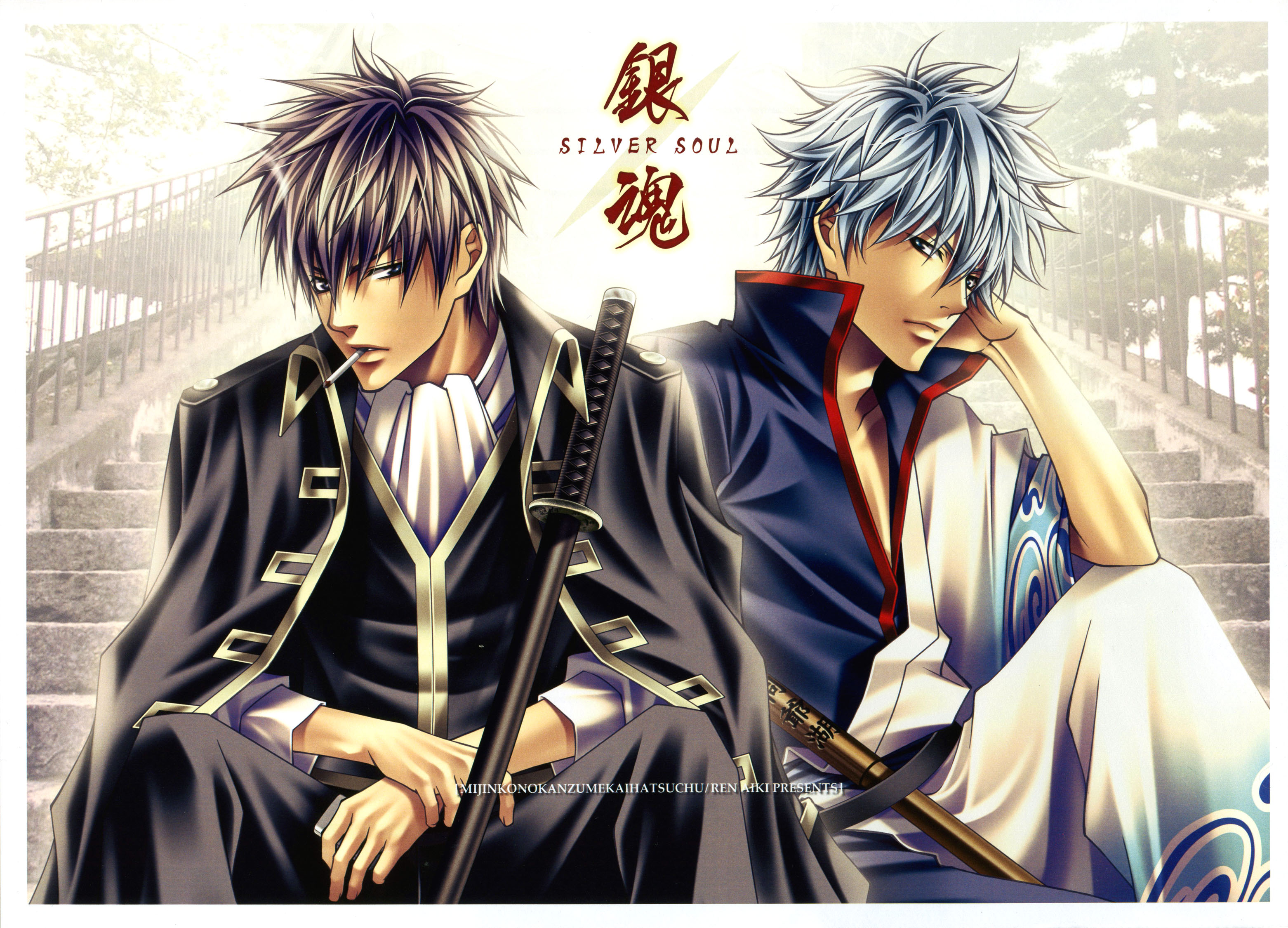 Gintama, Саката Gintoki, аниме парни, Сёнэн -ай, Тосиро Хиджиката - скачать  бесплатные обои / oboi7.com