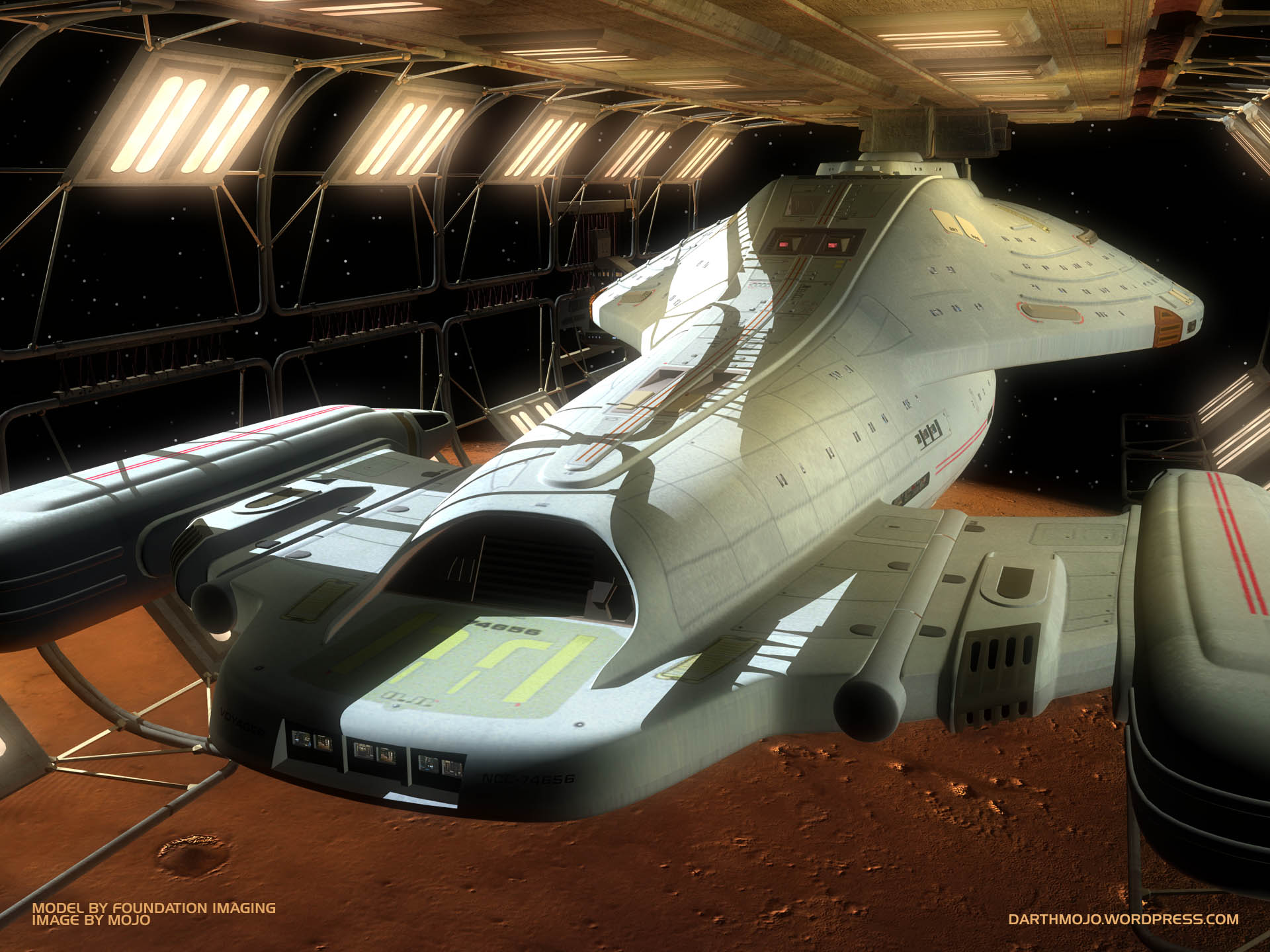 космическое пространство, док, звездный путь, USS Voyager - обои на рабочий стол