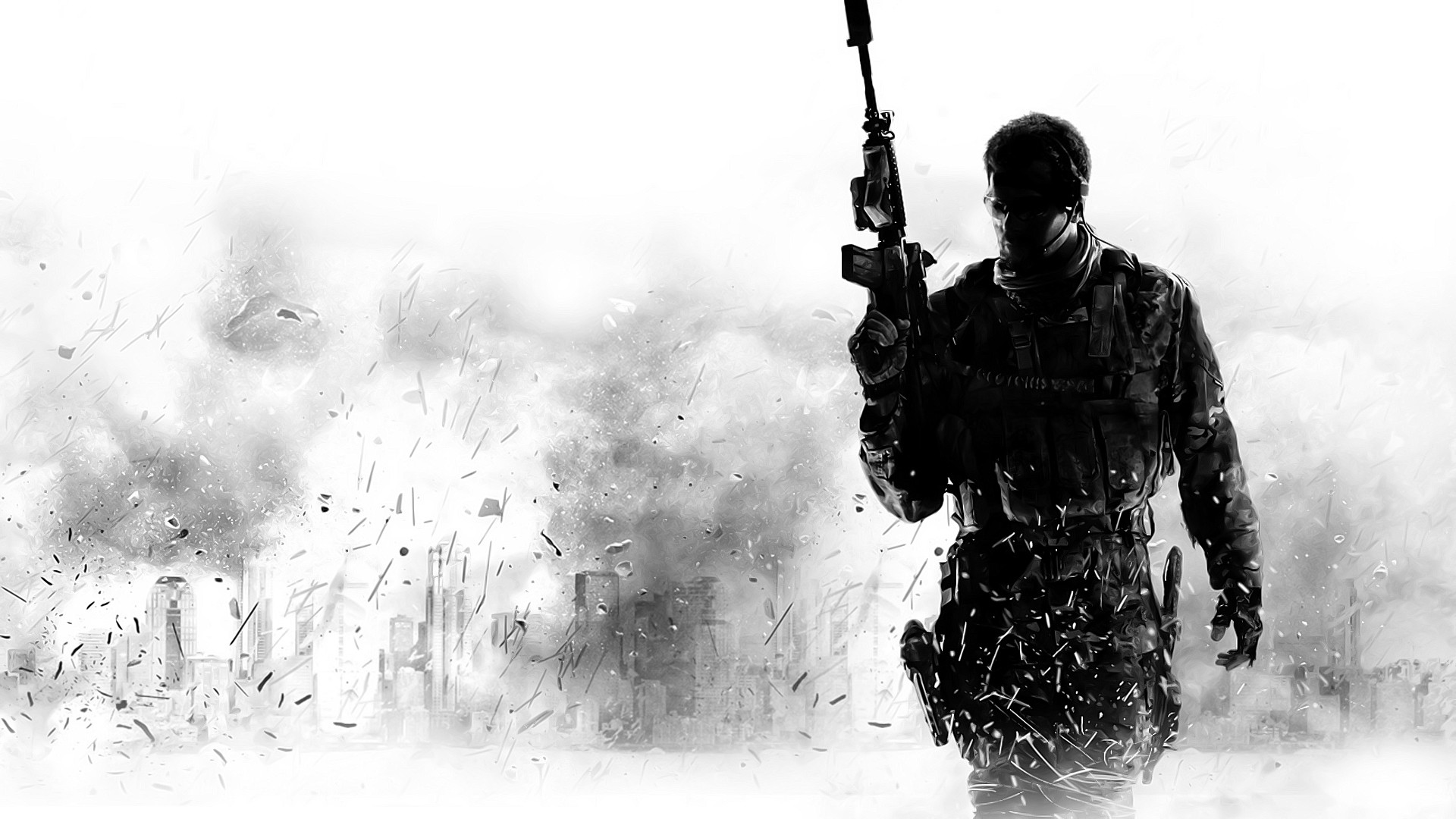 видеоигры, пистолеты, Чувство долга, монохромный, оттенки серого, Зов Duty: Modern Warfare 3 - обои на рабочий стол