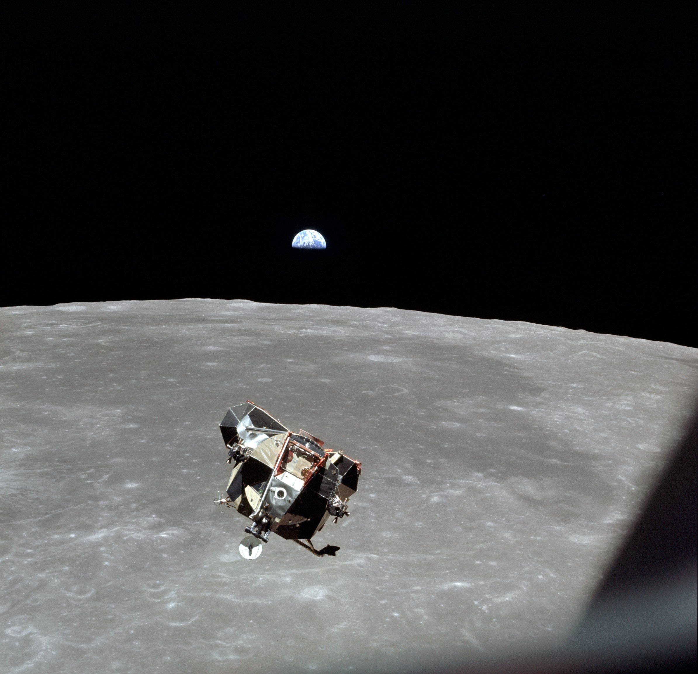 Луна, Земля, Earthrise, луна, космические корабли, транспортные средства, Аполлон 11, Lunar Lander - обои на рабочий стол