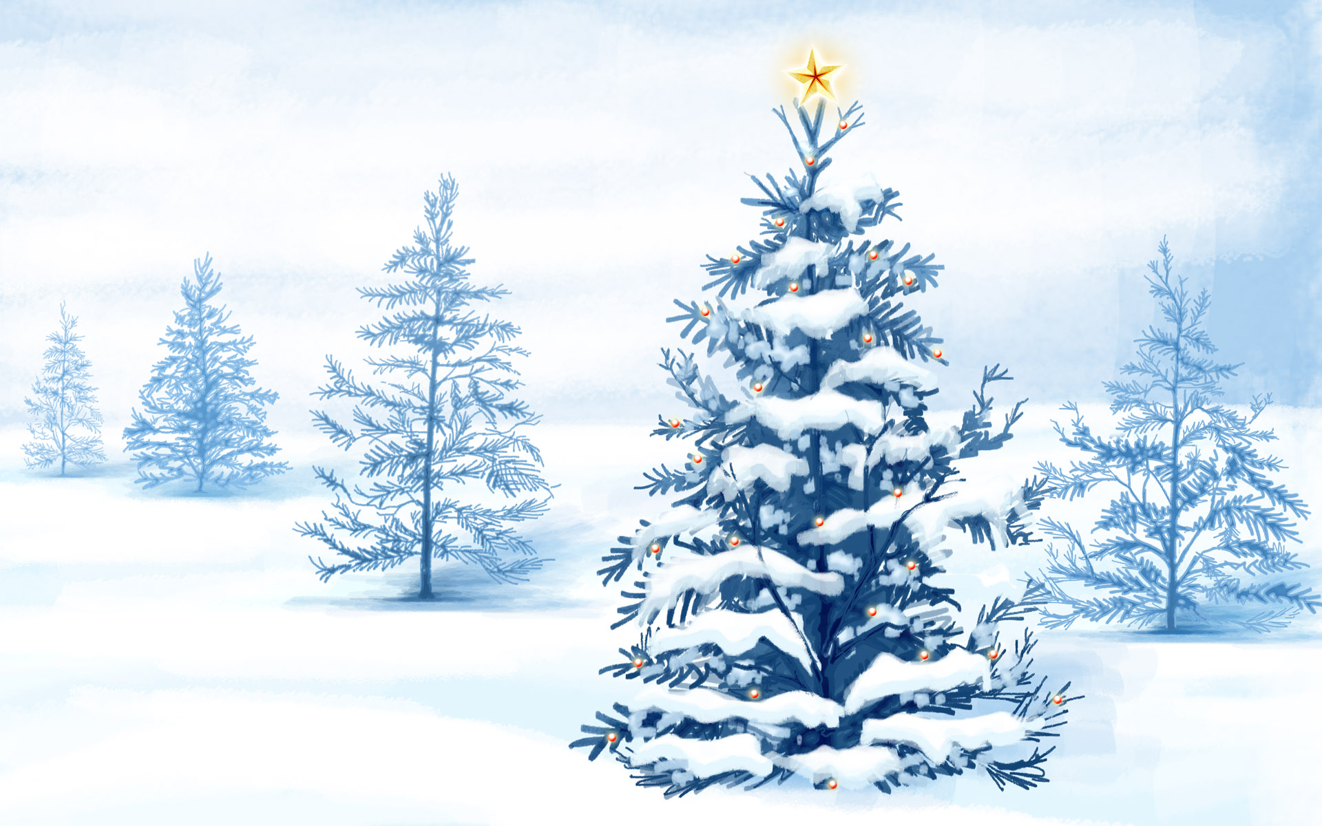 снег, рождество, Рождественские елки, праздники - обои на рабочий стол
