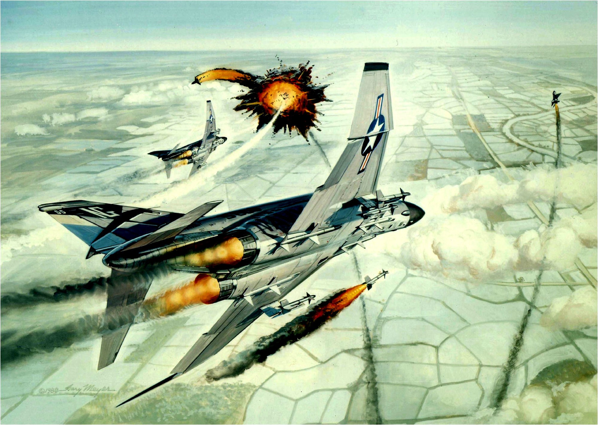 самолет, ракеты, произведение искусства, F - 4 Phantom II - обои на рабочий стол