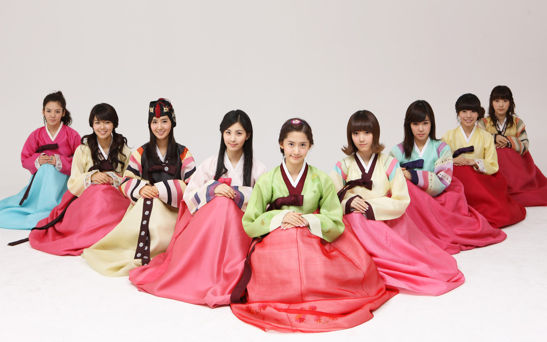 девушки, Girls Generation SNSD (Сонёсидэ), знаменитости, корейский, K-Pop, корейские одежды - обои на рабочий стол