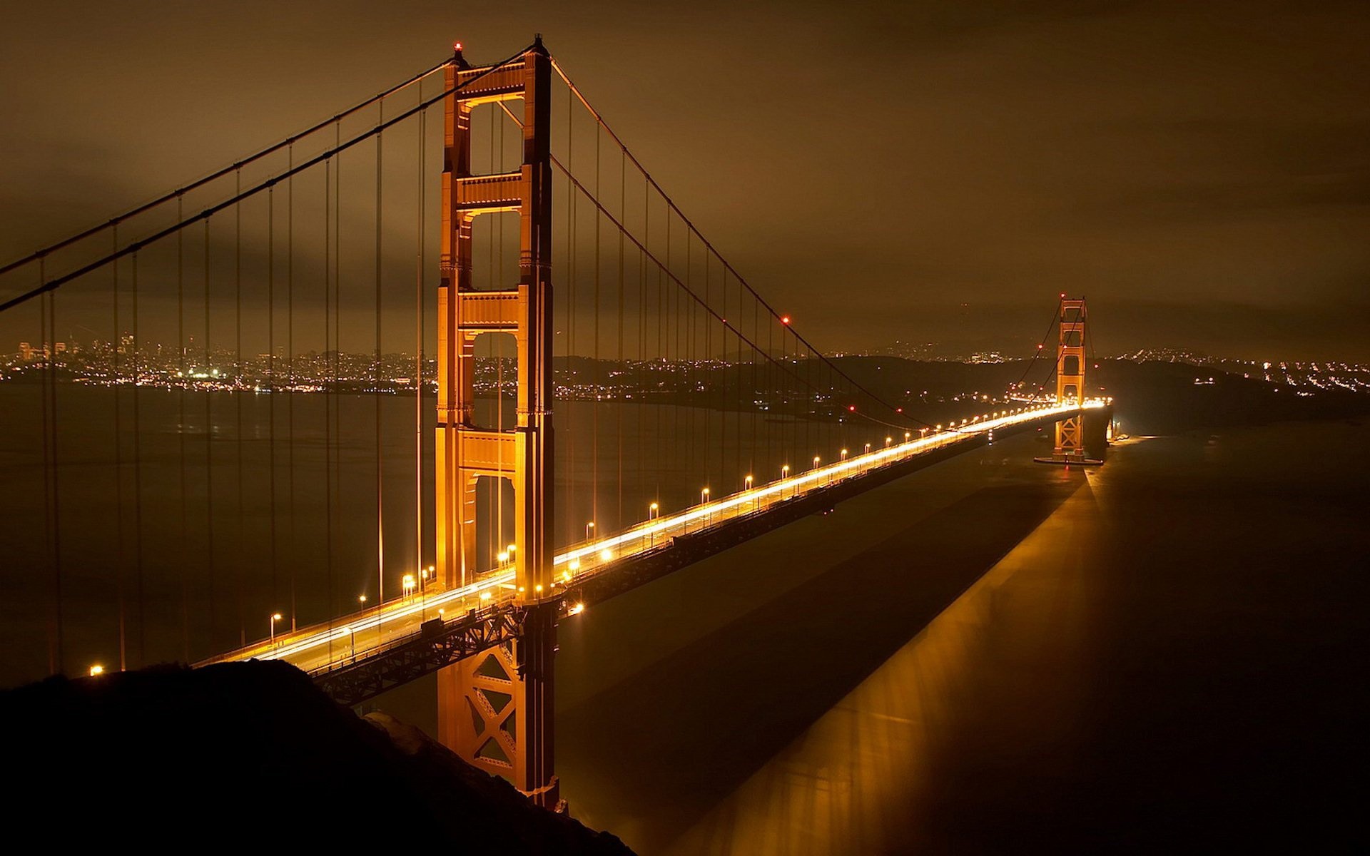 ночь, мосты, Мост Золотые Ворота, Сан - Франциско - обои на рабочий стол