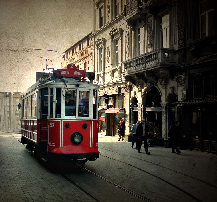 города, здания, трамвай, Турция, Стамбул, Таксим, улица Истикляль - обои на рабочий стол