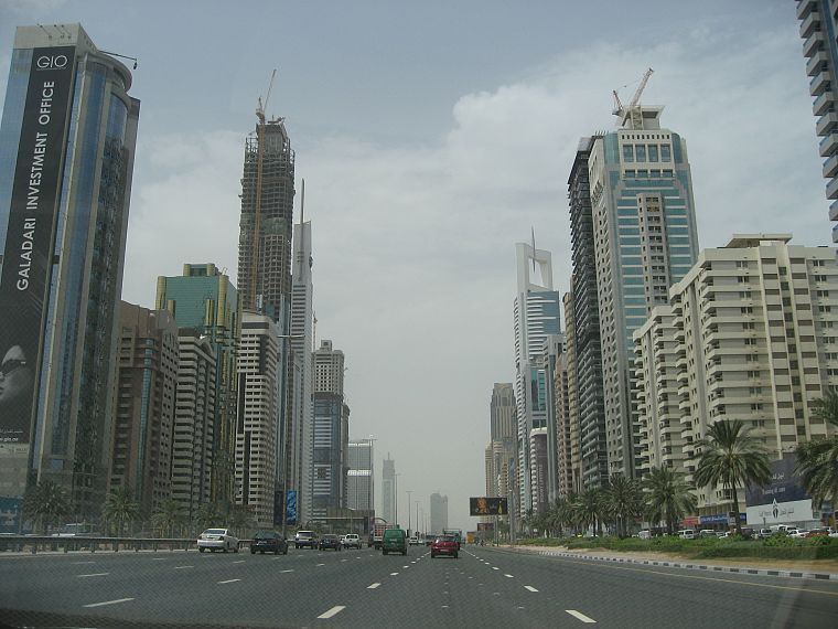 улицы, Дубай, трафика, небоскребы - обои на рабочий стол