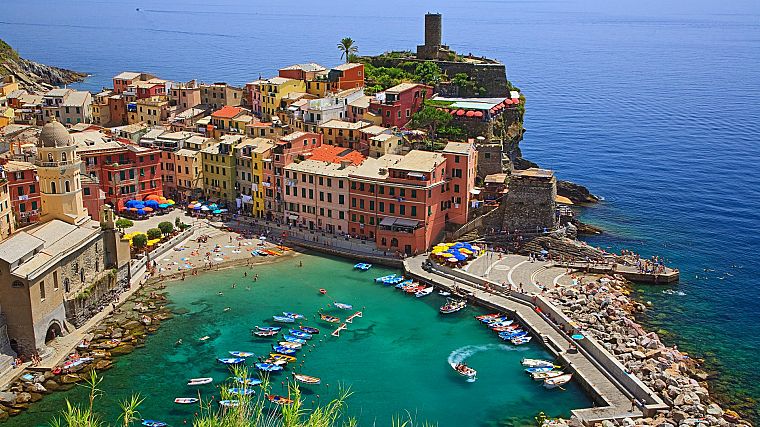 Италия, Cinque Terre, Vernazza, Лигурия, Специя - обои на рабочий стол