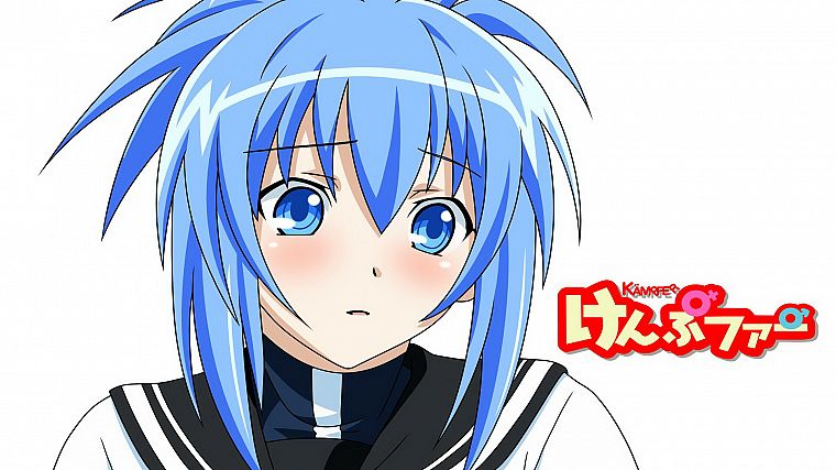 школьная форма, синие волосы, короткие волосы, Кампфер, аниме, простой фон, Senou Natsuru, аниме девушки, морская форма - обои на рабочий стол