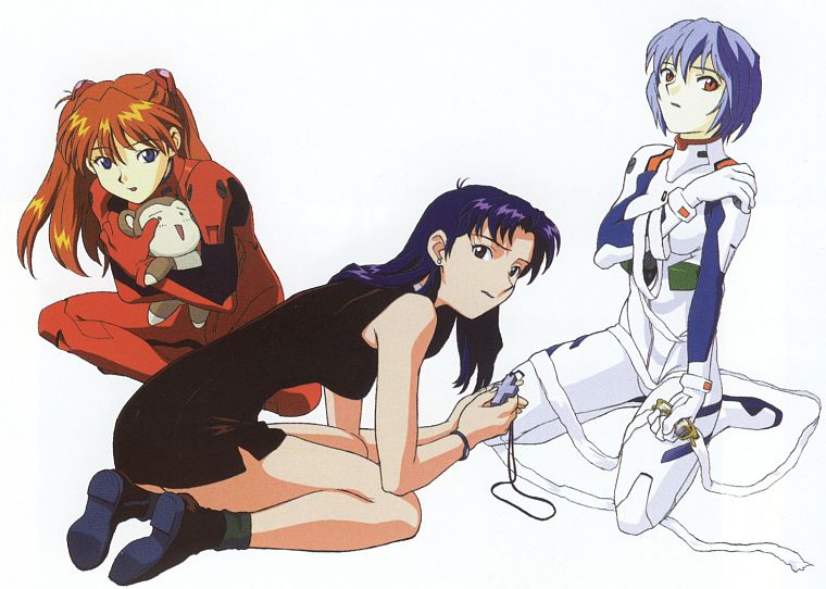 Ayanami Rei, Neon Genesis Evangelion (Евангелион), Кацураги Мисато, Аска Лэнгли Сорю - обои на рабочий стол
