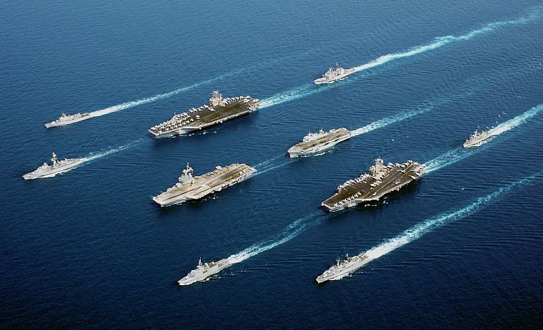 океан, военно-морской флот, авианосцы, флот - обои на рабочий стол