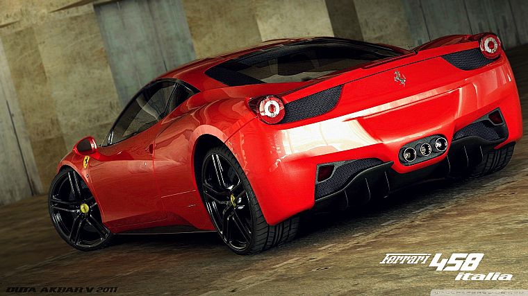 автомобили, транспортные средства, суперкары, Ferrari 458 Italia, красные автомобили, 3D (трехмерный) - обои на рабочий стол