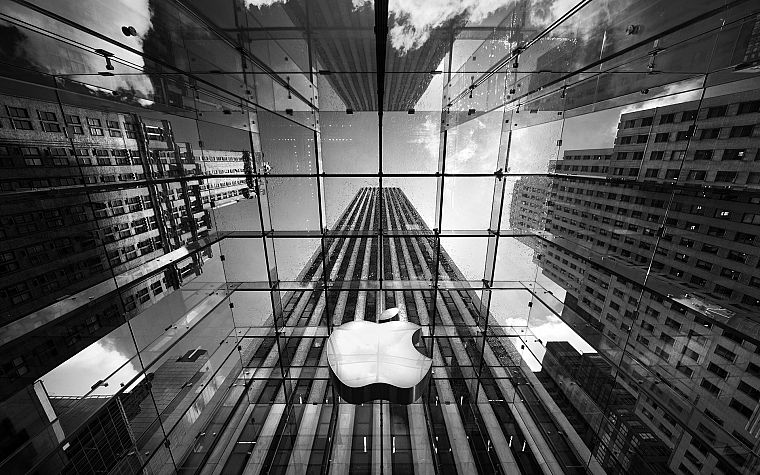 Эппл (Apple), макинтош, архитектура, здания, оттенки серого, монохромный - обои на рабочий стол