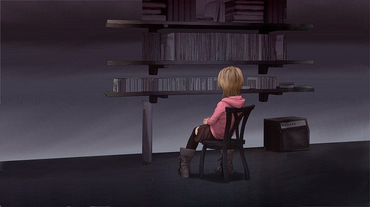 книги, аниме девушки - обои на рабочий стол