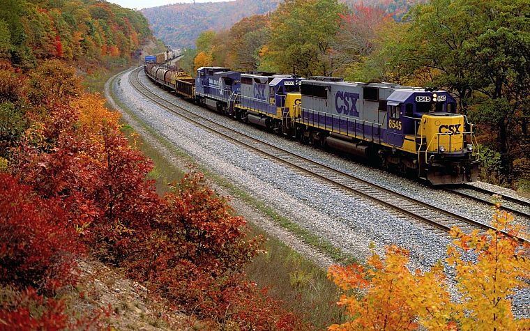 осень, поезда, железнодорожные пути, транспортные средства - обои на рабочий стол