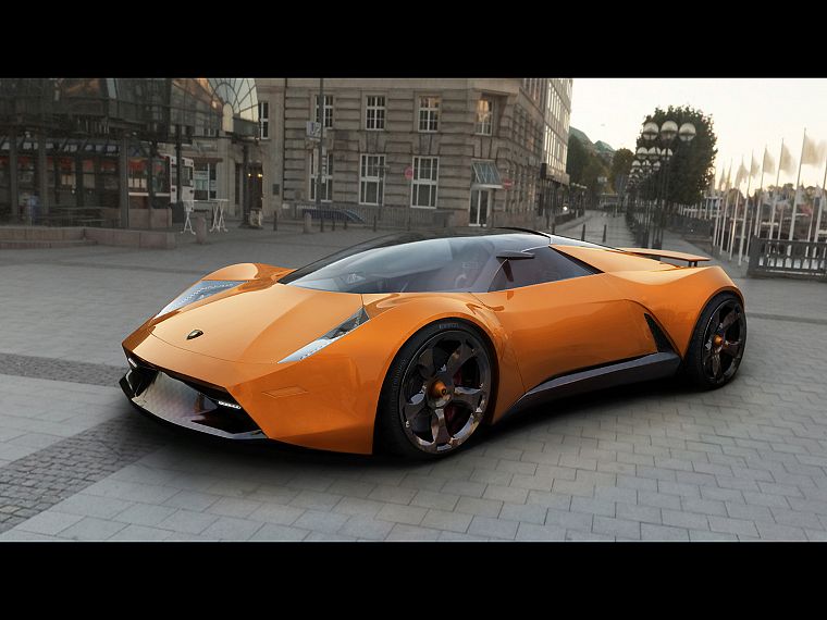 автомобили, оранжевый цвет, Ламборгини, городской, суперкары, Lamborghini Insecta - обои на рабочий стол