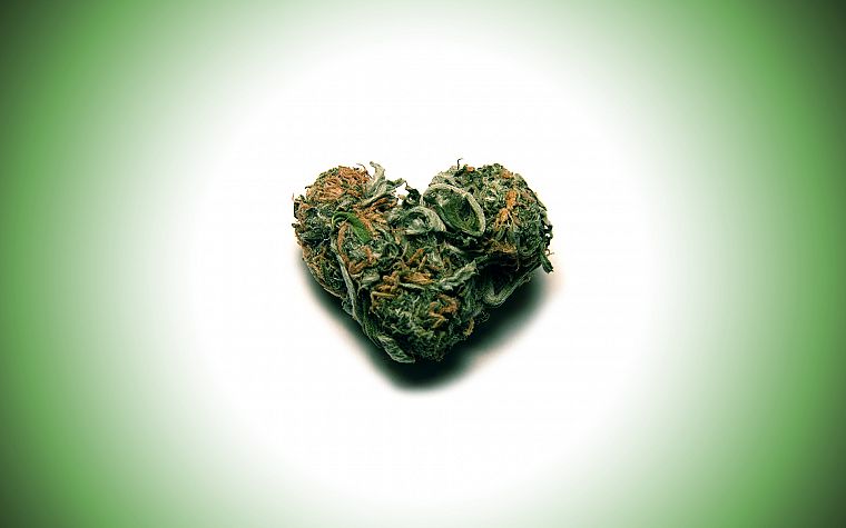 зеленый, любовь, препараты, марихуана, сердца - обои на рабочий стол