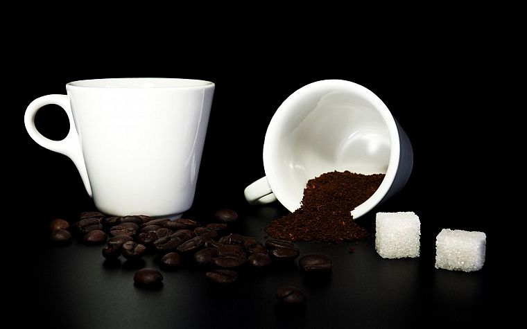 кофе, чашки, объекты, темный фон - обои на рабочий стол