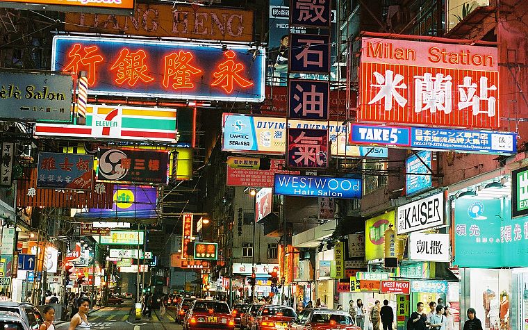 улицы, знаки, Гонконг, HK - обои на рабочий стол