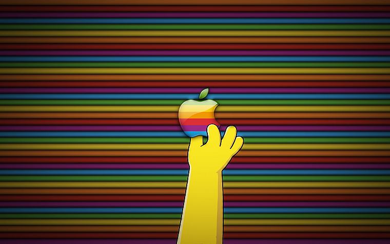 многоцветный, Эппл (Apple), Симпсоны, полосы - обои на рабочий стол