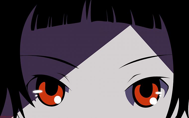 Sayonara Zetsubou Сенсей, тени, красные глаза, короткие волосы, аниме девушки, лица, бледная кожа, челка, черные волосы, Tsunetsuki Matoi - обои на рабочий стол