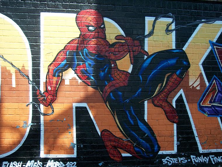 Человек-паук, граффити, Марвел комиксы - обои на рабочий стол
