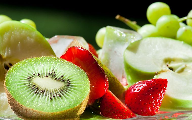 фрукты, еда, киви, клубника, яблоки - обои на рабочий стол
