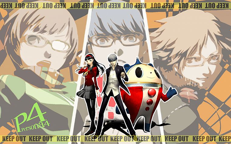 видеоигры, Персона серии, Persona 4, Hanamura Yosuke, Narukami Yuu, Сатонака Чи, Amagi Юкико, Кума ( Persona 4 ) - обои на рабочий стол