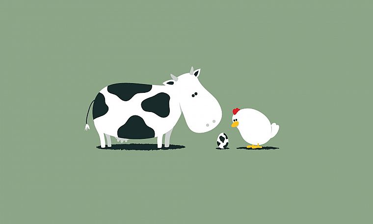 яйца, курица, иллюстрации, коровы - обои на рабочий стол