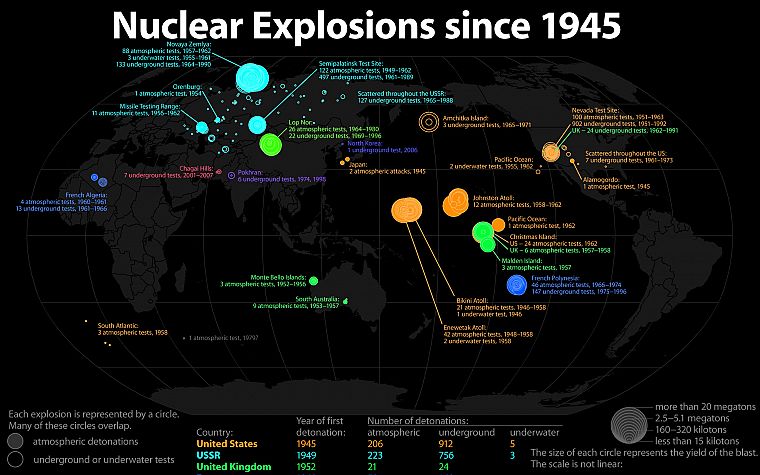 ядерные взрывы, информация, карта мира, схема - обои на рабочий стол