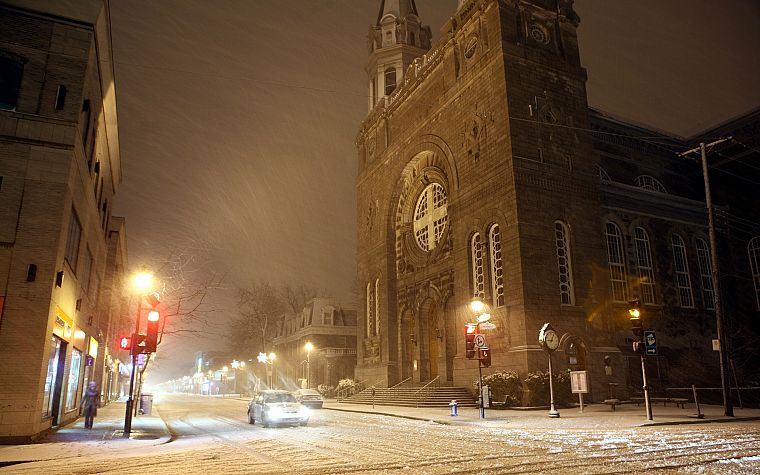 снег, улицы, церкви - обои на рабочий стол