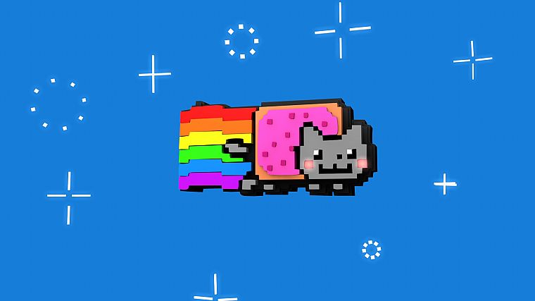 космическое пространство, кошки, радуга, Nyan Cat, Поп - Пироги - обои на рабочий стол