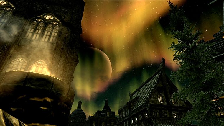 ночь, скриншоты, Xbox 360, одиночество, The Elder Scrolls V : Skyrim - обои на рабочий стол