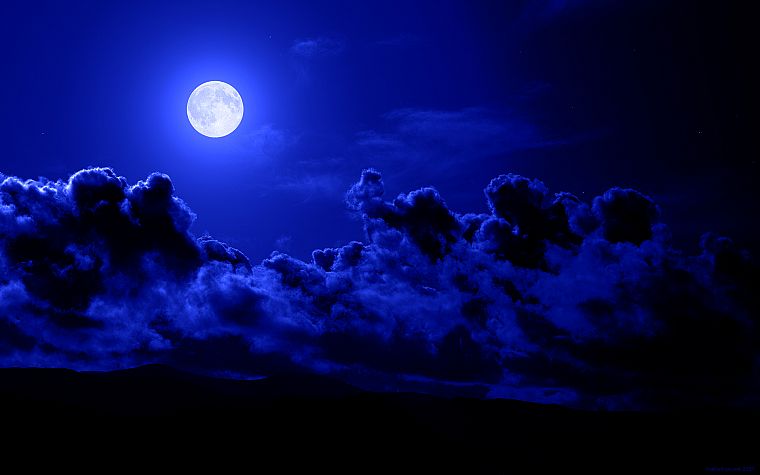 облака, Луна, небо - обои на рабочий стол