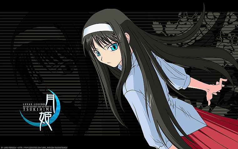 брюнетки, черный цвет, Tsukihime, темнота, голубые глаза, школьная форма, длинные волосы, Type-Moon, аниме, аниме девушки, ободок для волос, Тоно Акиха - обои на рабочий стол