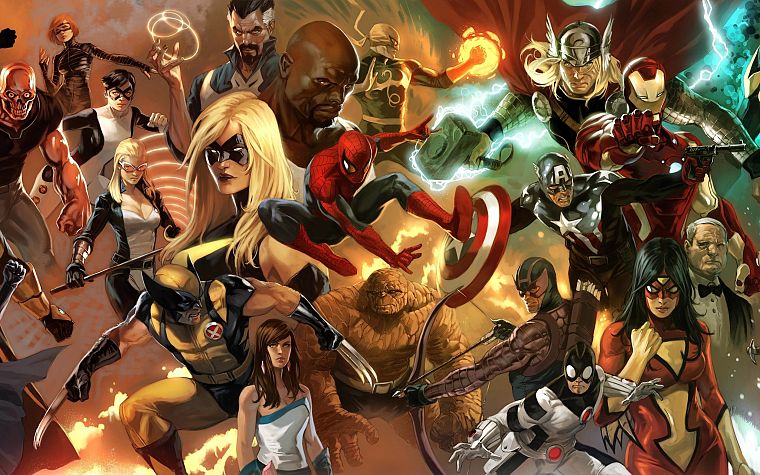 Железный Человек, Тор, Человек-паук, Капитан Америка, Мстители комиксы, Марвел комиксы, Красный Череп - обои на рабочий стол